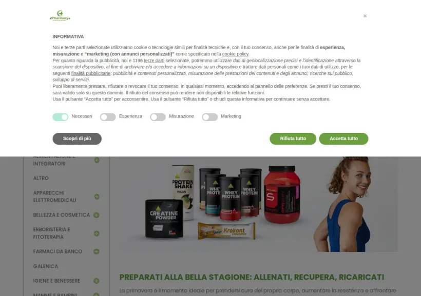 Schermata della pagina offerta di ePharmacy