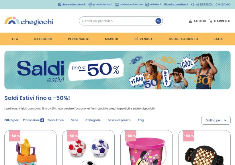Schermata della pagina offerta di Che Giochi