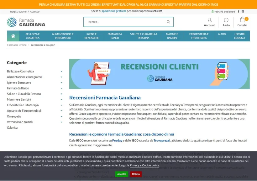 Schermata della pagina offerta di Farmacia Gaudiana 