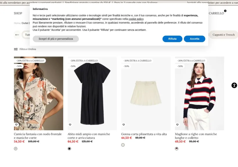 Schermata della pagina offerta di Dixie