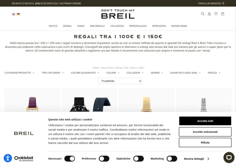 Schermata della pagina offerta di Breil