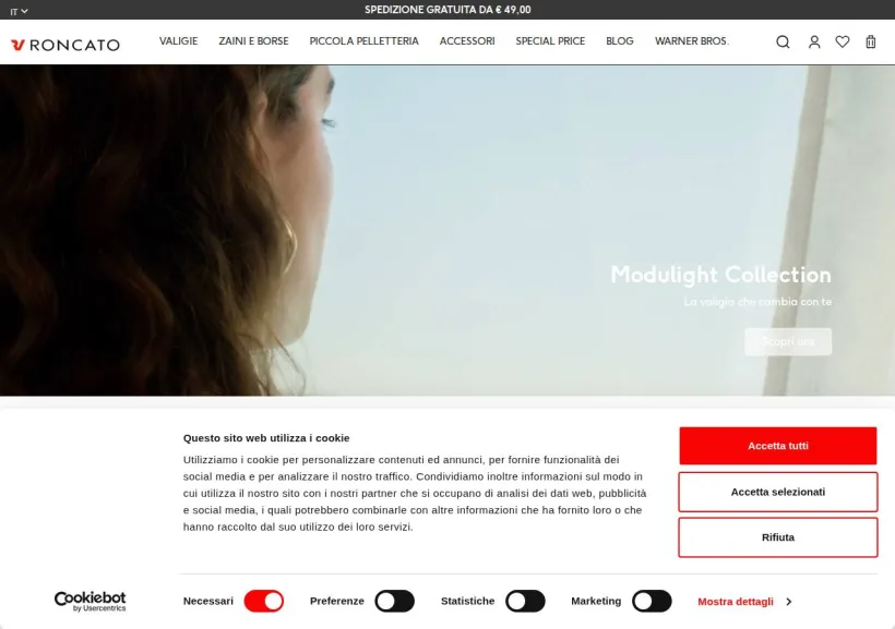 Schermata della pagina offerta di Roncato