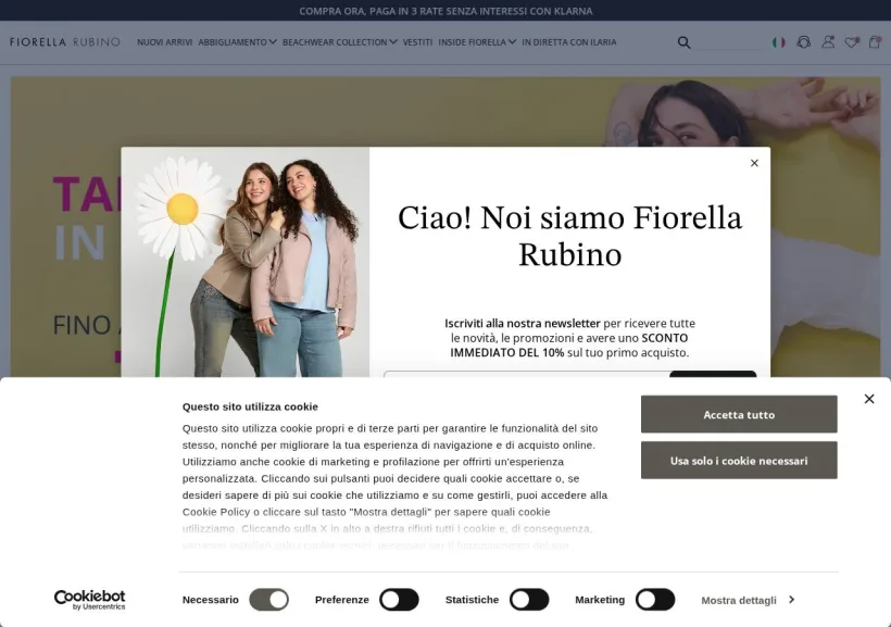 Schermata della pagina offerta di Fiorella Rubino