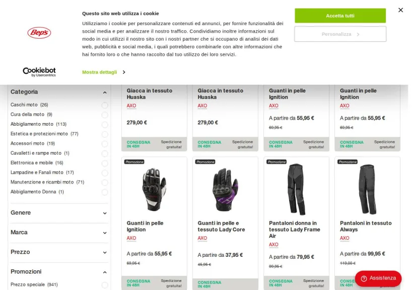 Schermata della pagina offerta di Bep's