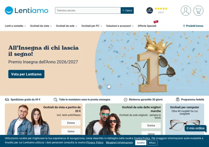 Schermata della pagina offerta di Lentiamo