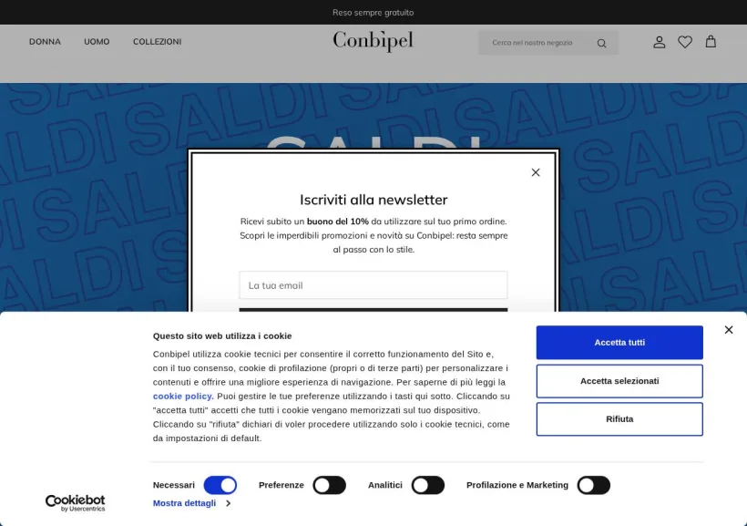 Schermata della pagina offerta di Conbipel