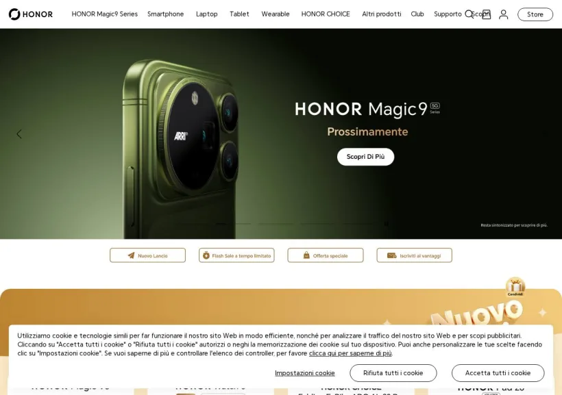 Schermata della pagina offerta di Honor 