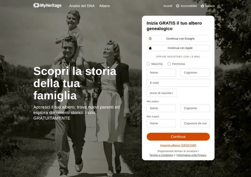 Schermata della pagina offerta di MyHeritage
