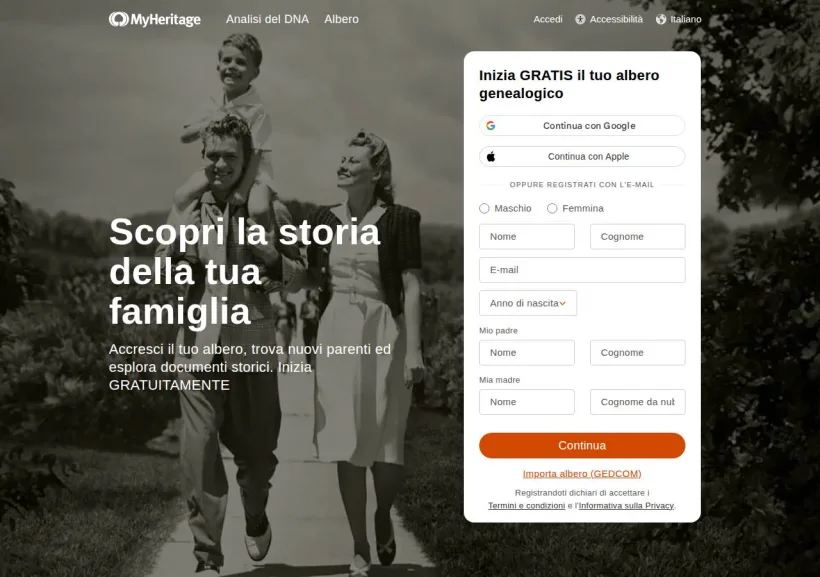 Schermata della pagina offerta di MyHeritage