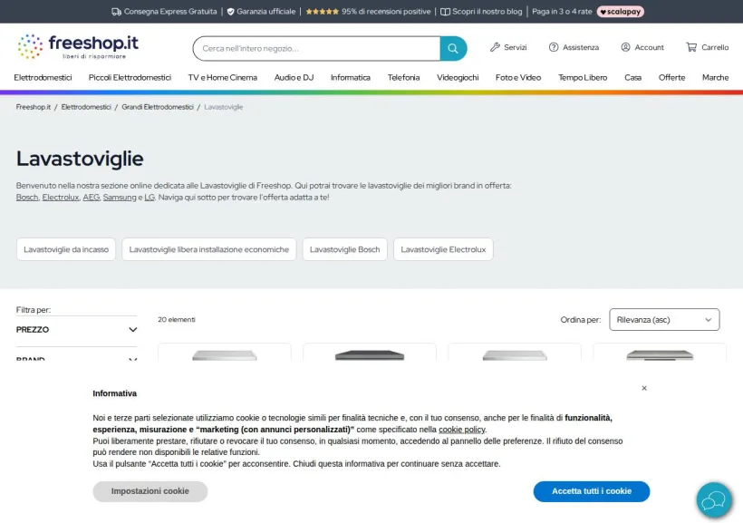 Schermata della pagina offerta di Freeshop