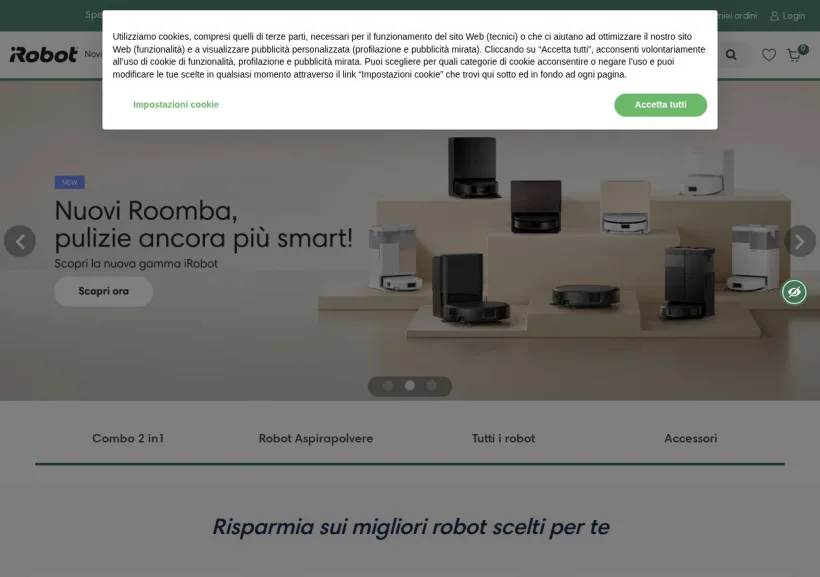 Schermata della pagina offerta di iRobot
