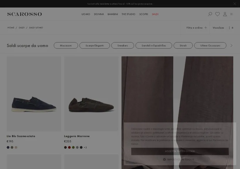 Schermata della pagina offerta di Scarosso