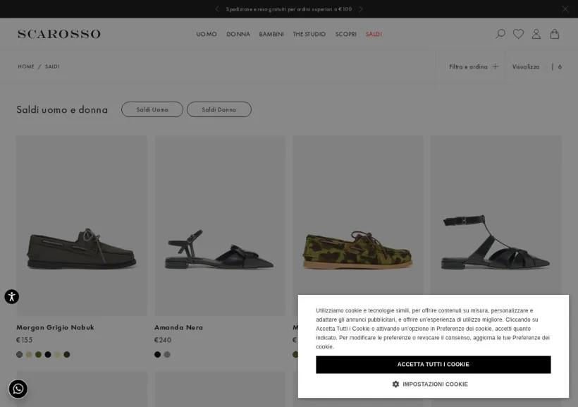 Schermata della pagina offerta di Scarosso