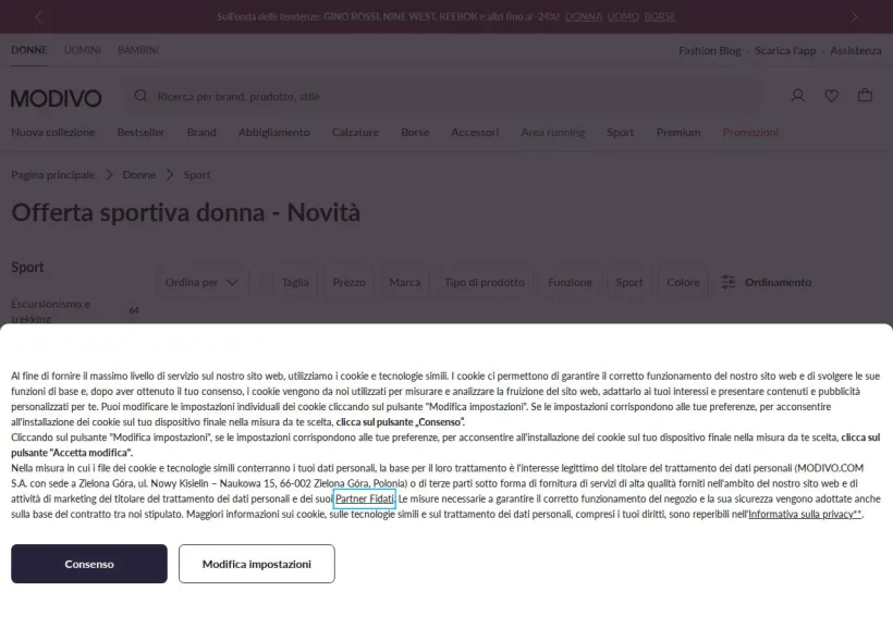 Schermata della pagina offerta di Modivo