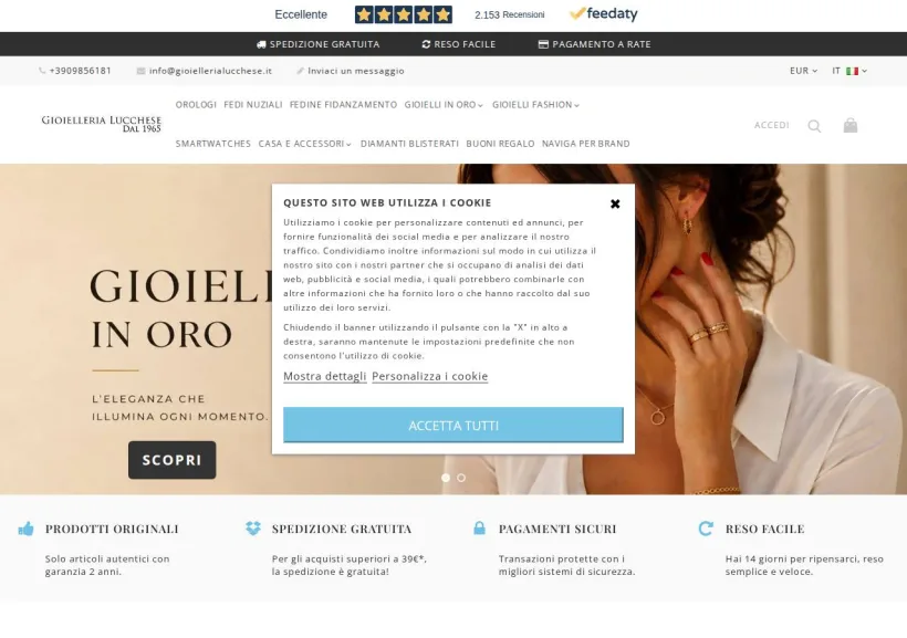 Schermata della pagina offerta di Gioielleria Lucchese