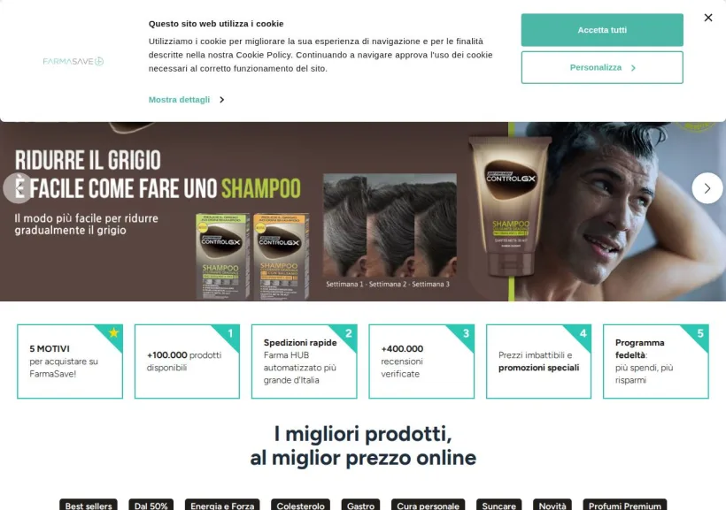 Schermata della pagina offerta di Farmasave
