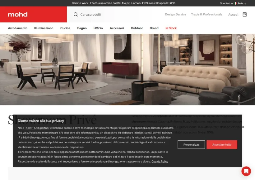 Schermata della pagina offerta di MOHD