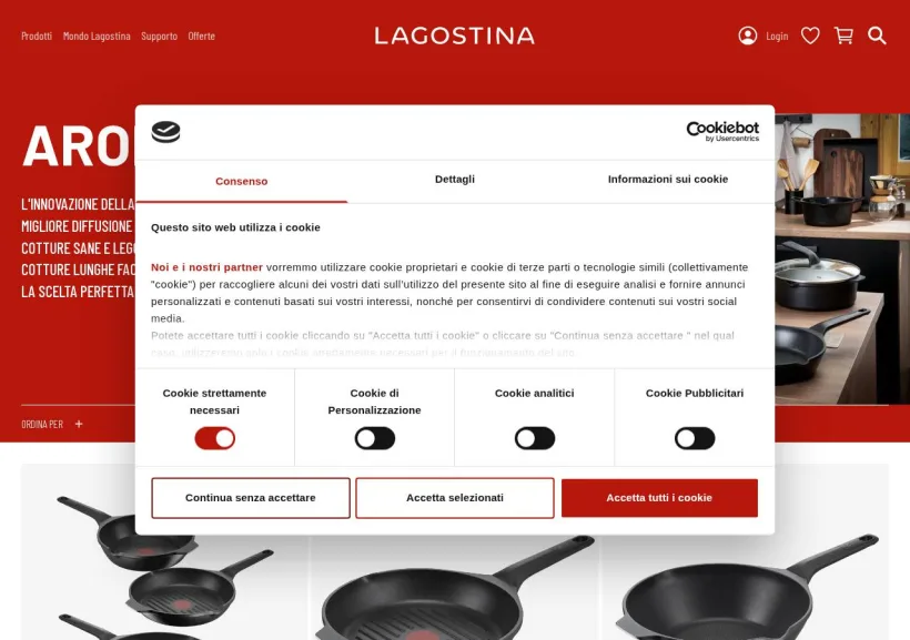 Schermata della pagina offerta di Lagostina