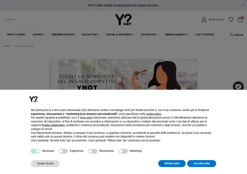 Schermata della pagina offerta di YNot