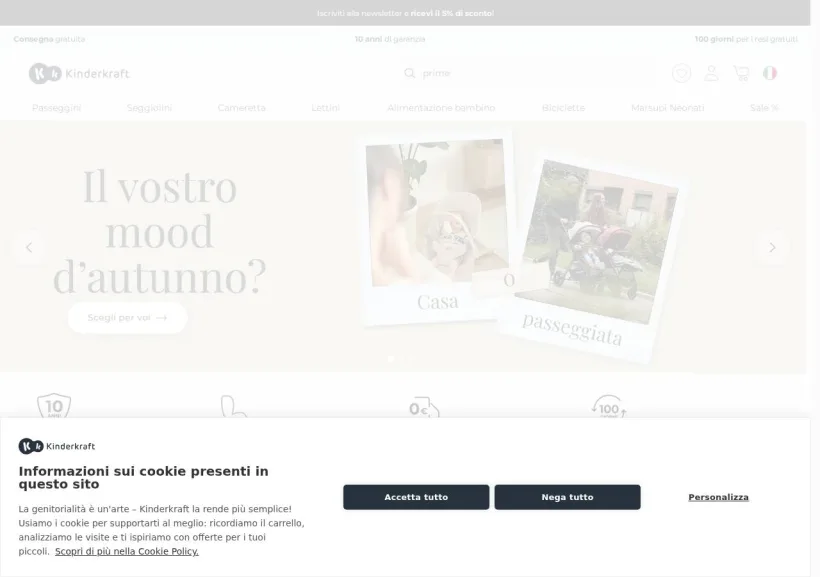 Schermata della pagina offerta di KinderKraft
